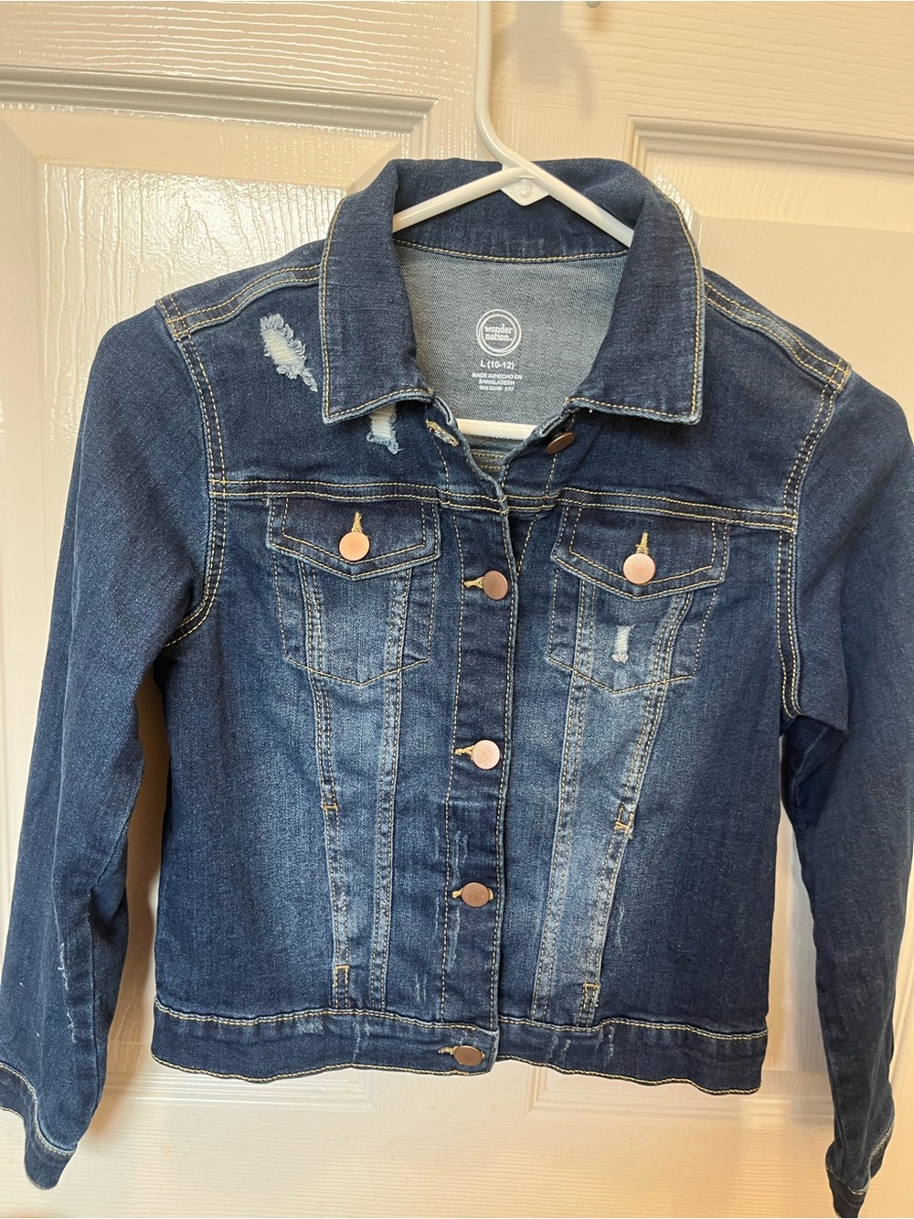Girls Wonder Nation Cute Jean Denim Jacket Coat Size Large 10-12 Dark Wash